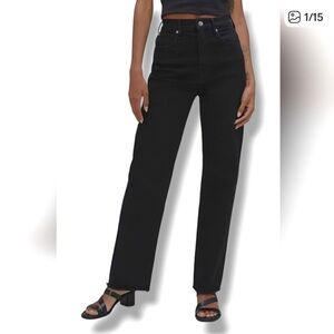 EUC Everlane Black The Way High Jean High Rise Raw Frayed Hem Jeans Size 25R